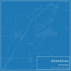 Blueprint US city map of Canadian, Oklahoma.