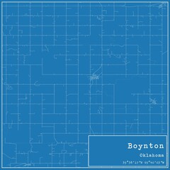 Blueprint US city map of Boynton, Oklahoma.