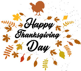 Happy Thanksgiving day. Vector greeting card. Turkey. Vector illustration.