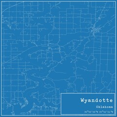 Fototapeta premium Blueprint US city map of Wyandotte, Oklahoma.