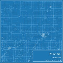 Blueprint US city map of Vinita, Oklahoma.