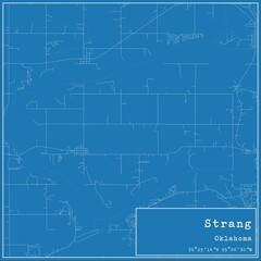 Blueprint US city map of Strang, Oklahoma.