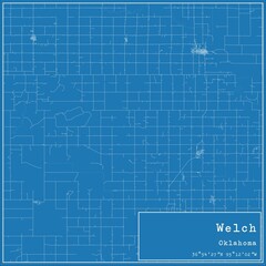 Blueprint US city map of Welch, Oklahoma.