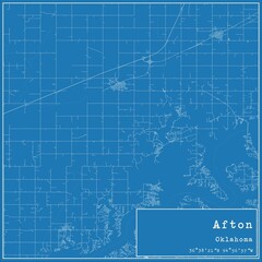 Blueprint US city map of Afton, Oklahoma.