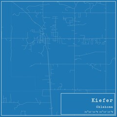 Blueprint US city map of Kiefer, Oklahoma.
