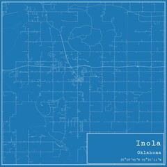 Fototapeta premium Blueprint US city map of Inola, Oklahoma.