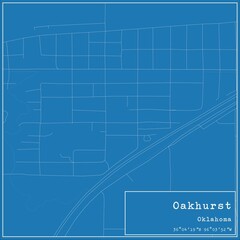 Blueprint US city map of Oakhurst, Oklahoma.