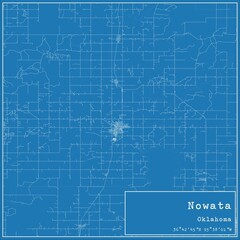 Blueprint US city map of Nowata, Oklahoma.