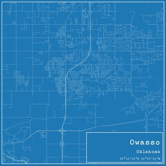 Fototapeta premium Blueprint US city map of Owasso, Oklahoma.