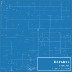 Blueprint US city map of Maramec, Oklahoma.