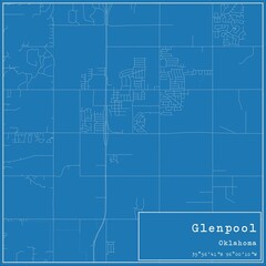 Blueprint US city map of Glenpool, Oklahoma.