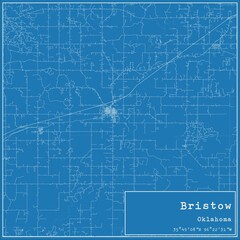Blueprint US city map of Bristow, Oklahoma.