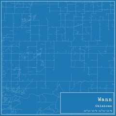 Fototapeta premium Blueprint US city map of Wann, Oklahoma.