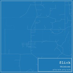Fototapeta premium Blueprint US city map of Slick, Oklahoma.