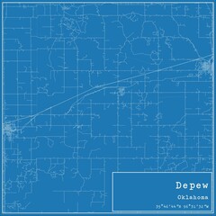 Blueprint US city map of Depew, Oklahoma.