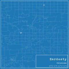 Blueprint US city map of Hardesty, Oklahoma.