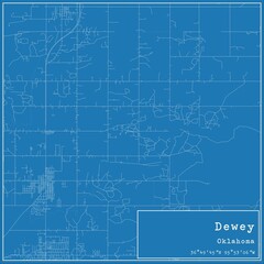 Blueprint US city map of Dewey, Oklahoma.