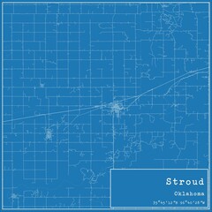Blueprint US city map of Stroud, Oklahoma.