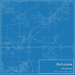 Blueprint US city map of Catoosa, Oklahoma.