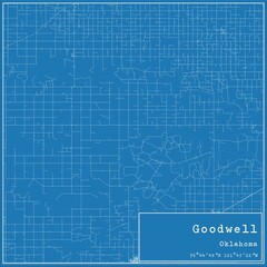 Blueprint US city map of Goodwell, Oklahoma.