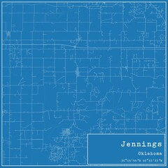 Blueprint US city map of Jennings, Oklahoma.