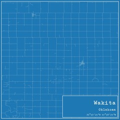 Blueprint US city map of Wakita, Oklahoma.