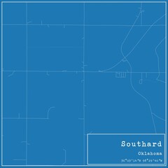 Blueprint US city map of Southard, Oklahoma.