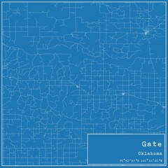 Blueprint US city map of Gate, Oklahoma.