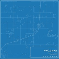 Blueprint US city map of Oologah, Oklahoma.