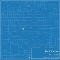 Fototapeta premium Blueprint US city map of Buffalo, Oklahoma.