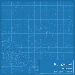 Blueprint US city map of Ringwood, Oklahoma.