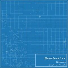 Blueprint US city map of Manchester, Oklahoma.