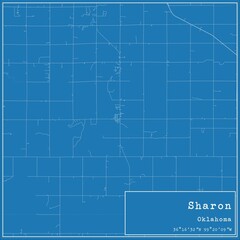 Blueprint US city map of Sharon, Oklahoma.
