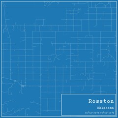 Blueprint US city map of Rosston, Oklahoma.