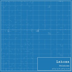 Blueprint US city map of Lahoma, Oklahoma.