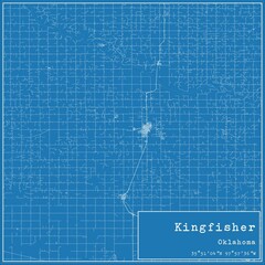 Blueprint US city map of Kingfisher, Oklahoma.