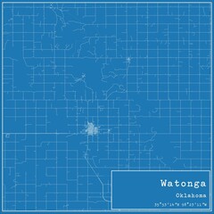 Blueprint US city map of Watonga, Oklahoma.
