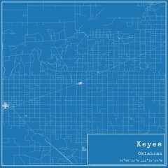 Blueprint US city map of Keyes, Oklahoma.