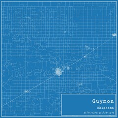 Blueprint US city map of Guymon, Oklahoma.