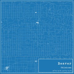 Blueprint US city map of Beaver, Oklahoma.