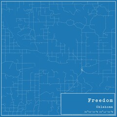 Fototapeta premium Blueprint US city map of Freedom, Oklahoma.