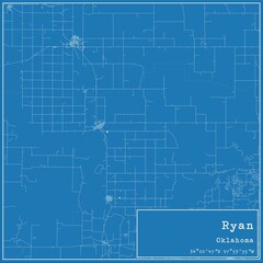 Blueprint US city map of Ryan, Oklahoma. - obrazy, fototapety, plakaty