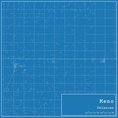 Blueprint US city map of Meno, Oklahoma.