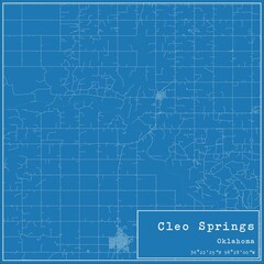 Blueprint US city map of Cleo Springs, Oklahoma.