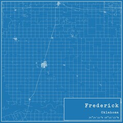 Blueprint US city map of Frederick, Oklahoma.