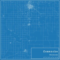 Blueprint US city map of Comanche, Oklahoma.
