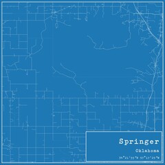 Blueprint US city map of Springer, Oklahoma.