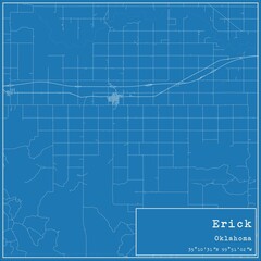 Blueprint US city map of Erick, Oklahoma.