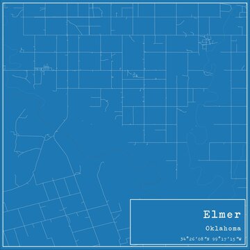 Blueprint US city map of Elmer, Oklahoma.