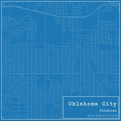 Blueprint US city map of Oklahoma City, Oklahoma.